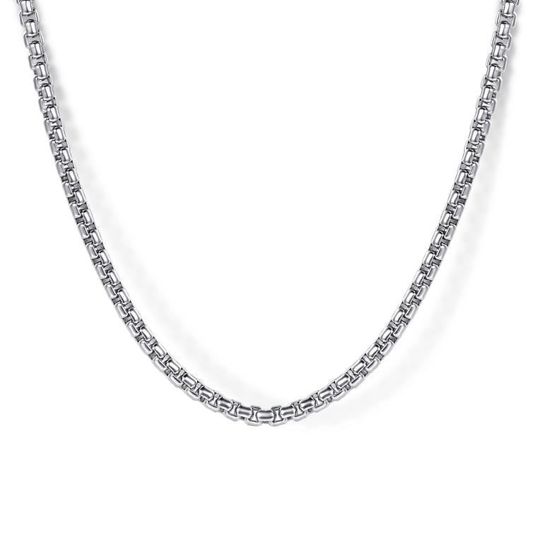 22 Inch 2.5mm 925 Sterling Silver Men's Solid Round Box Chain Necklace - Shot 1