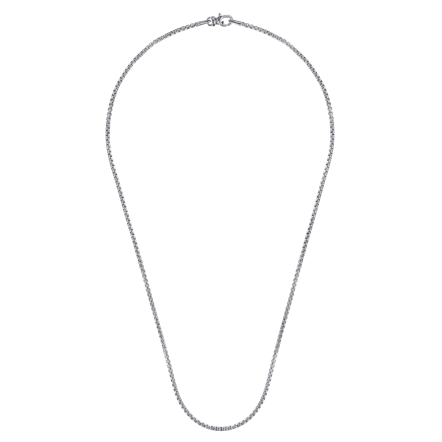 22 Inch 2.5mm 925 Sterling Silver Men's Solid Round Box Chain Necklace - Shot 2