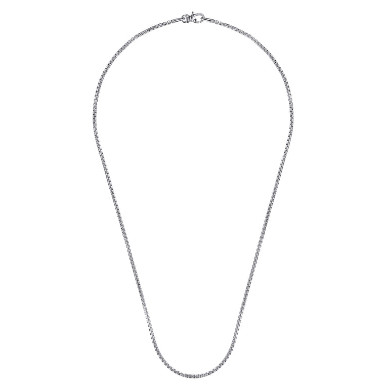22 Inch 2.5mm 925 Sterling Silver Men's Solid Round Box Chain Necklace - Shot 2