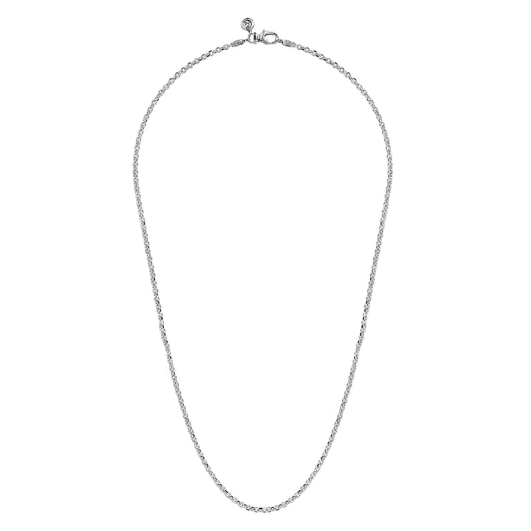 22 Inch 2.85mm 14K White Gold Men's Hollow Link Chain Necklace - Shot 2