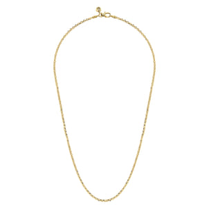 22 Inch 2.85mm 14K Yellow Gold Hollow Men's Link Chain Necklace