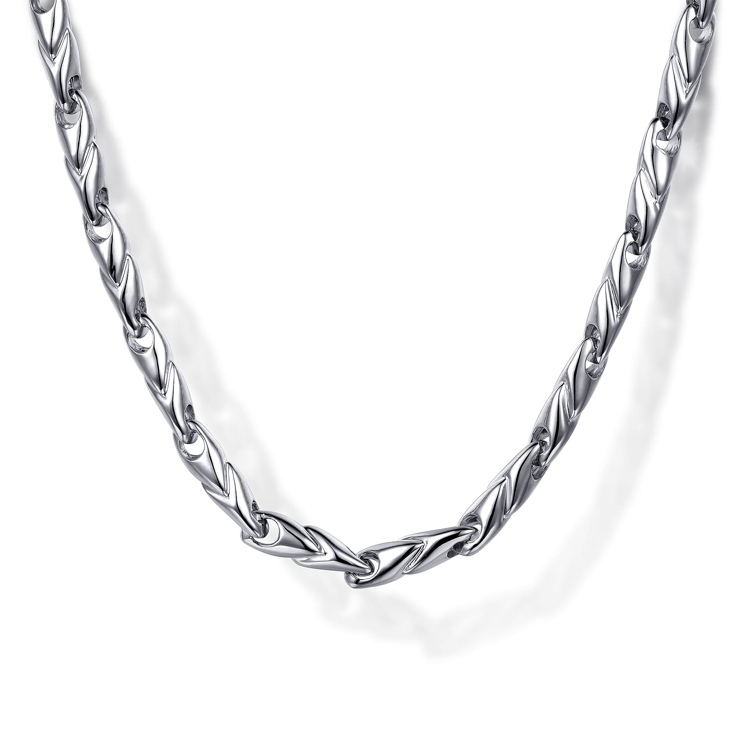 22 Inch 3.2mm 14K White Gold Men's Hollow Link Chain Necklace - Shot 1