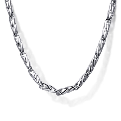 22 Inch 3.2mm 14K White Gold Men's Hollow Link Chain Necklace