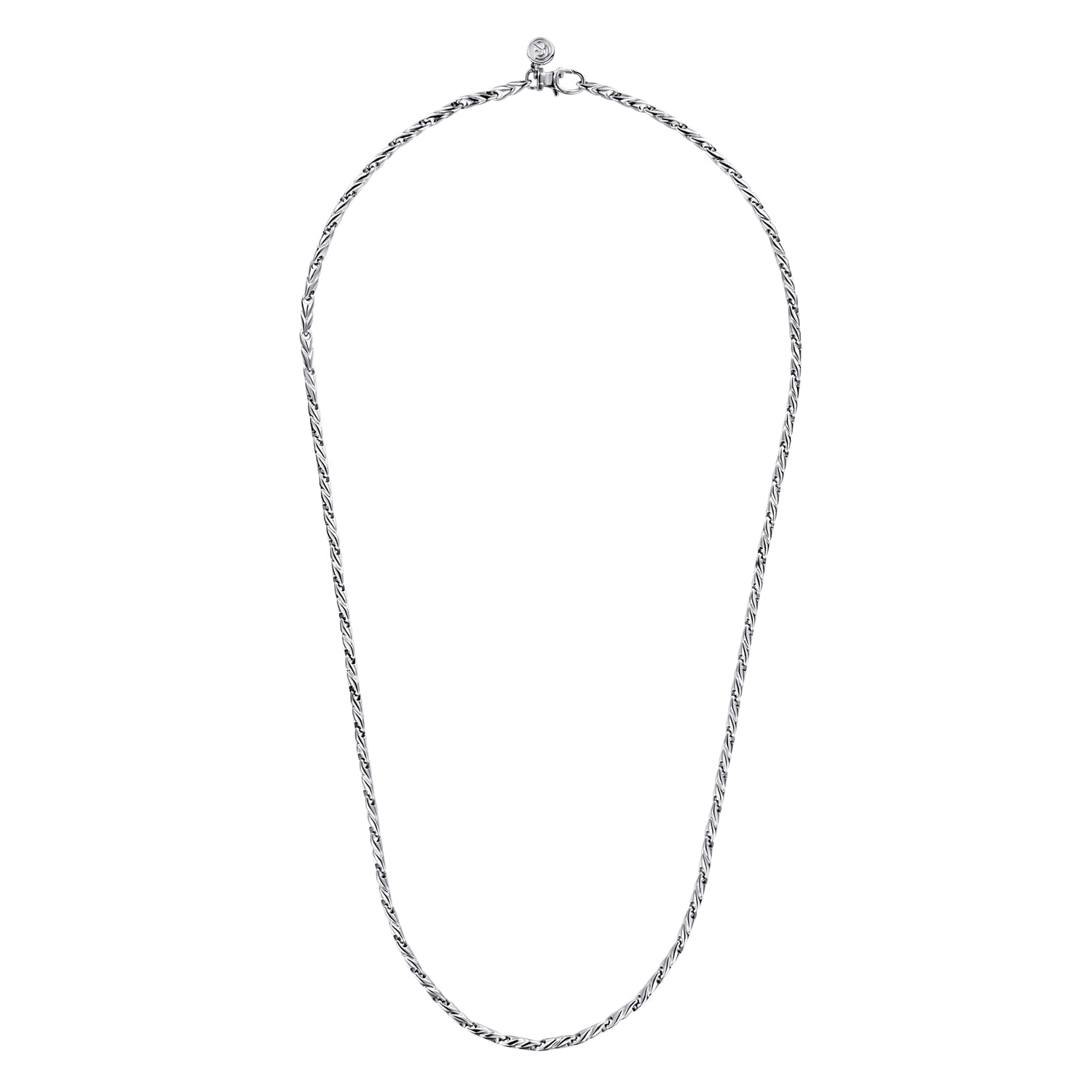 22 Inch 3.2mm 14K White Gold Men's Hollow Link Chain Necklace - Shot 2