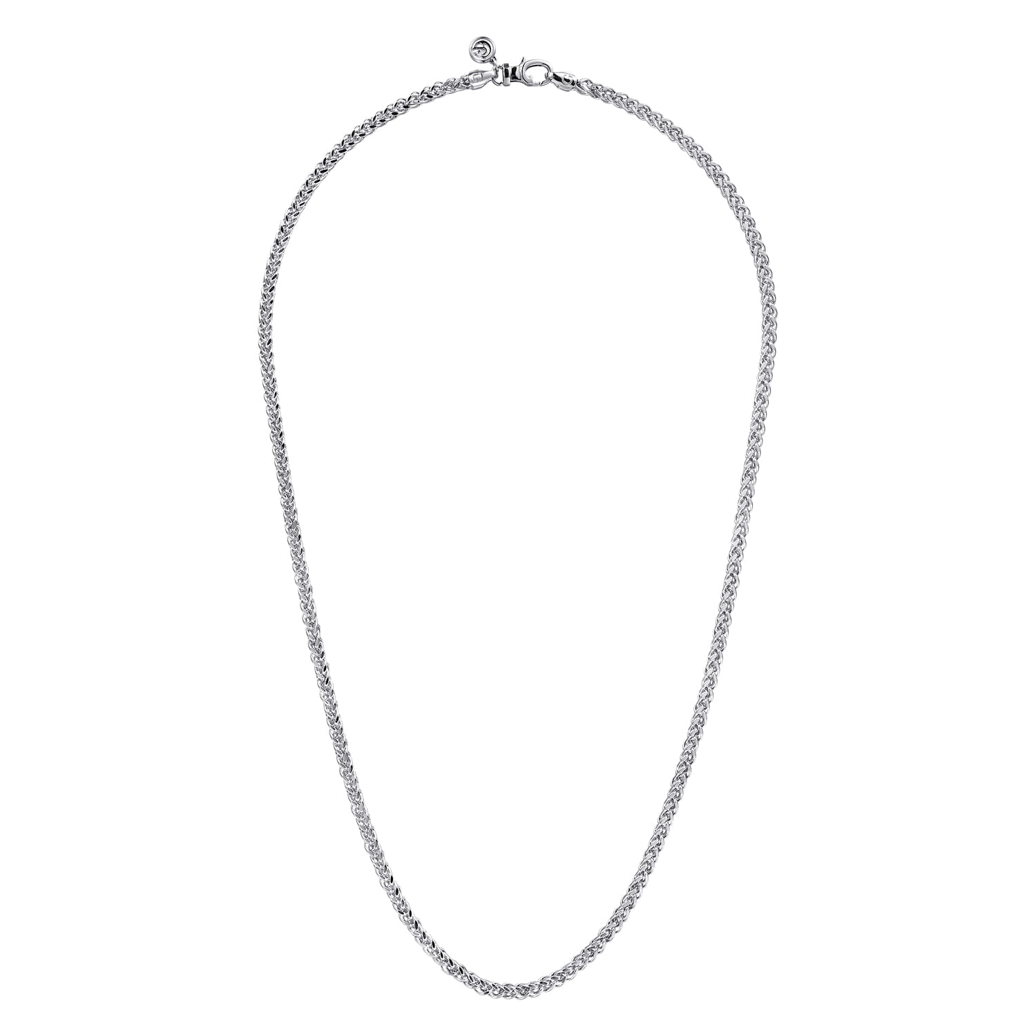 22 Inch 3.2mm 14K White Gold Men's Hollow Wheat Chain Necklace - Shot 2