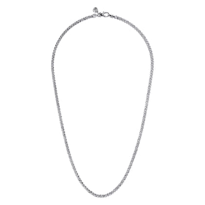 22 Inch 3.2mm 14K White Gold Men's Hollow Wheat Chain Necklace