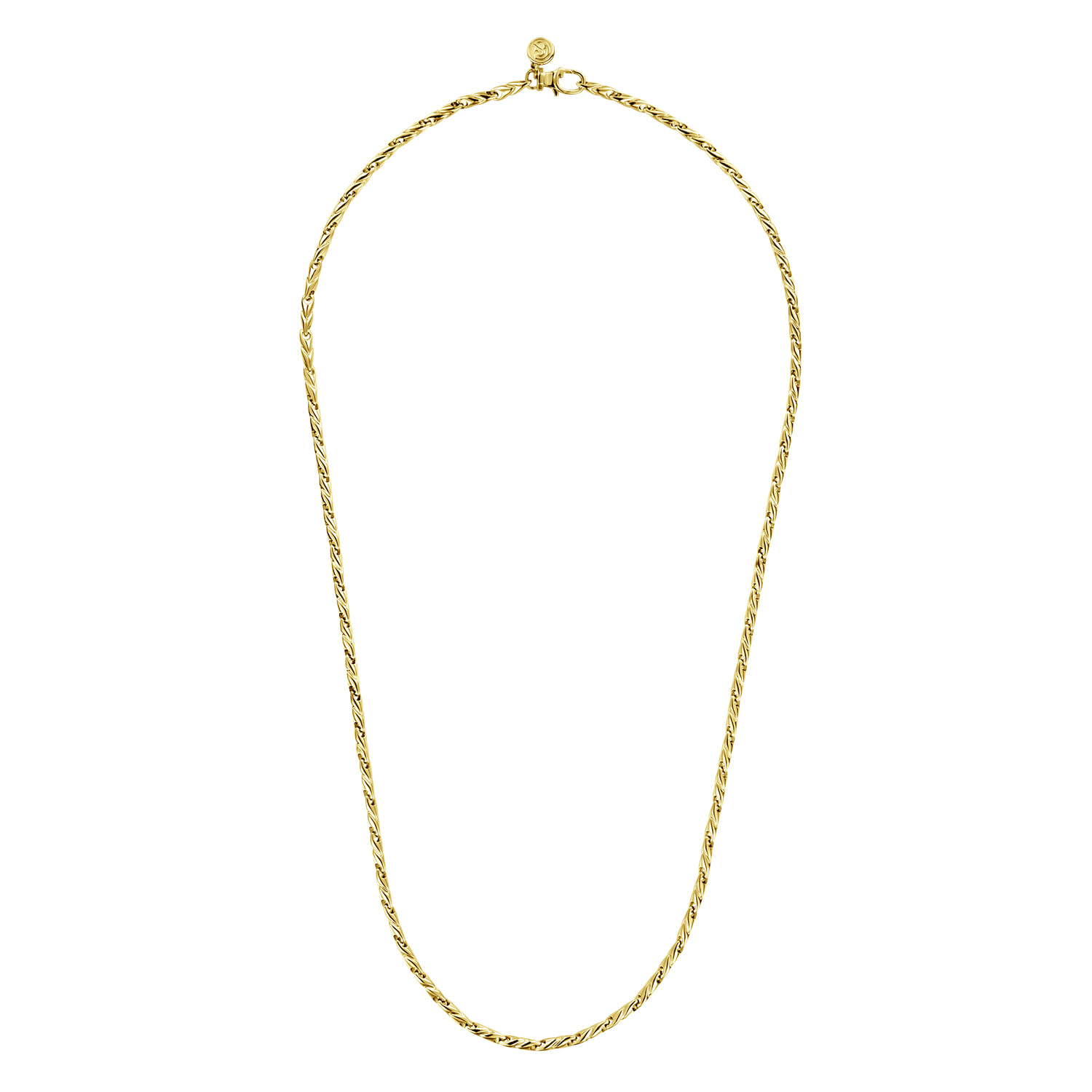 22 Inch 3.2mm 14K Yellow Gold Hollow Men's Link Chain Necklace
