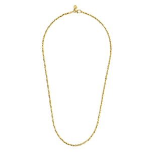 22 Inch 3.2mm 14K Yellow Gold Hollow Men's Link Chain Necklace