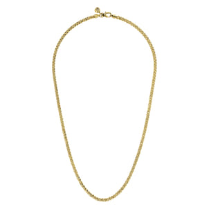 22 Inch 3.2mm 14K Yellow Gold Hollow Men's Wheat Chain Necklace