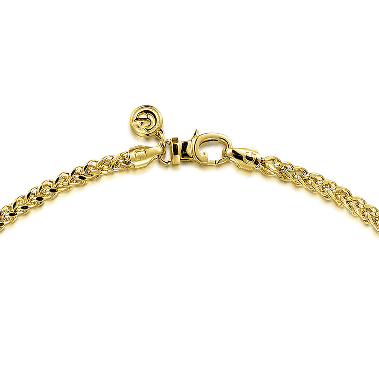 22 Inch 3.2mm 14K Yellow Gold Hollow Men's Wheat Chain Necklace - Shot 3