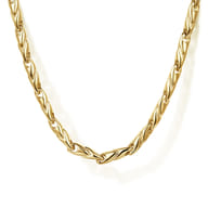 22 Inch 3.2mm 14K Yellow Gold Men's Hollow Link Chain Necklace