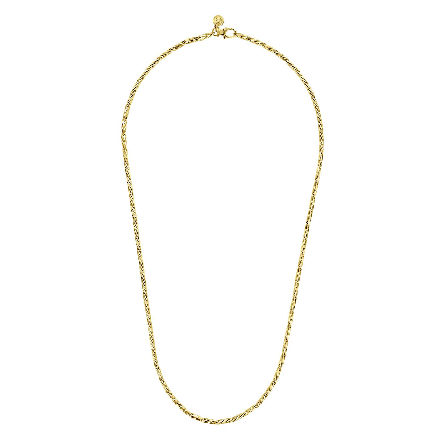 22 Inch 3.2mm 14K Yellow Gold Men's Hollow Link Chain Necklace