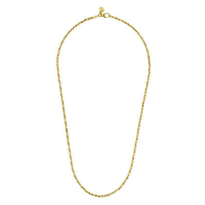 22 Inch 3.2mm 14K Yellow Gold Men's Hollow Link Chain Necklace