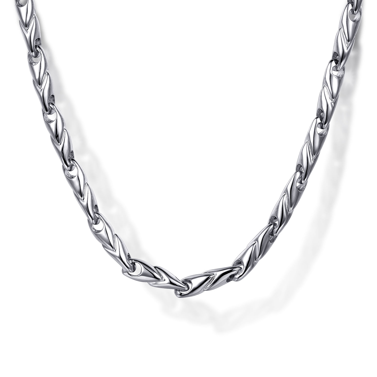 22 Inch 3.2mm 925 Sterling Silver Hollow Men's Link Chain Necklace - Shot 1