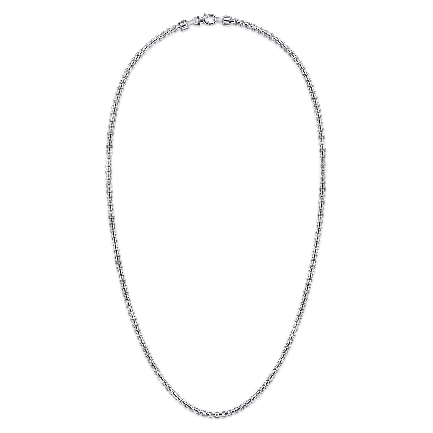 22 Inch 3.5mm 925 Sterling Silver Men's Solid Round Box Chain Necklace - Shot 2
