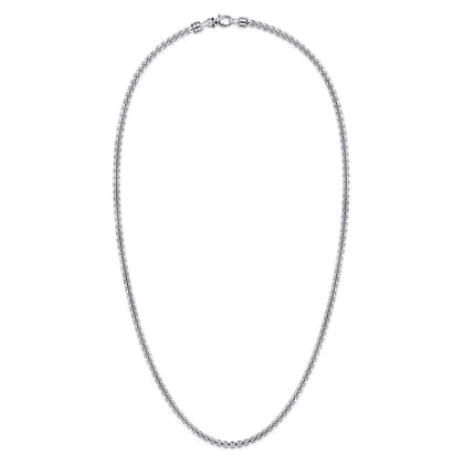 22 Inch 3.5mm 925 Sterling Silver Men's Solid Round Box Chain Necklace
