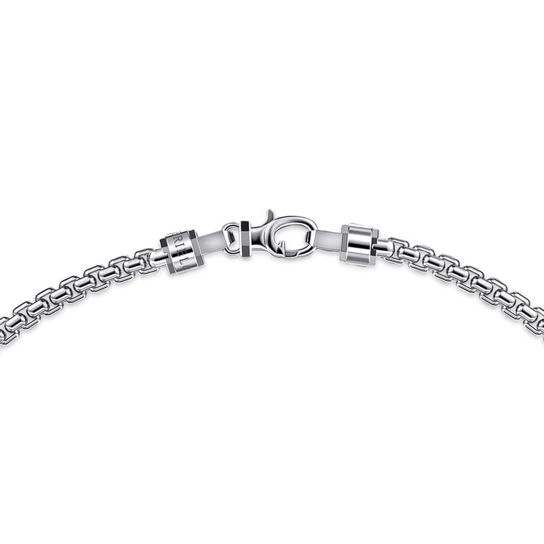 22 Inch 3.5mm 925 Sterling Silver Men's Solid Round Box Chain Necklace - Shot 3