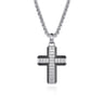 22 Inch 3.5mm 925 Sterling Silver and Titanium Cross Pendant Necklace
