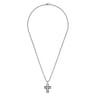 22 Inch 3.5mm 925 Sterling Silver and Titanium Cross Pendant Necklace