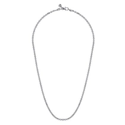 22 Inch 3.6mm 14K White Gold Men's Hollow Link Chain Necklace