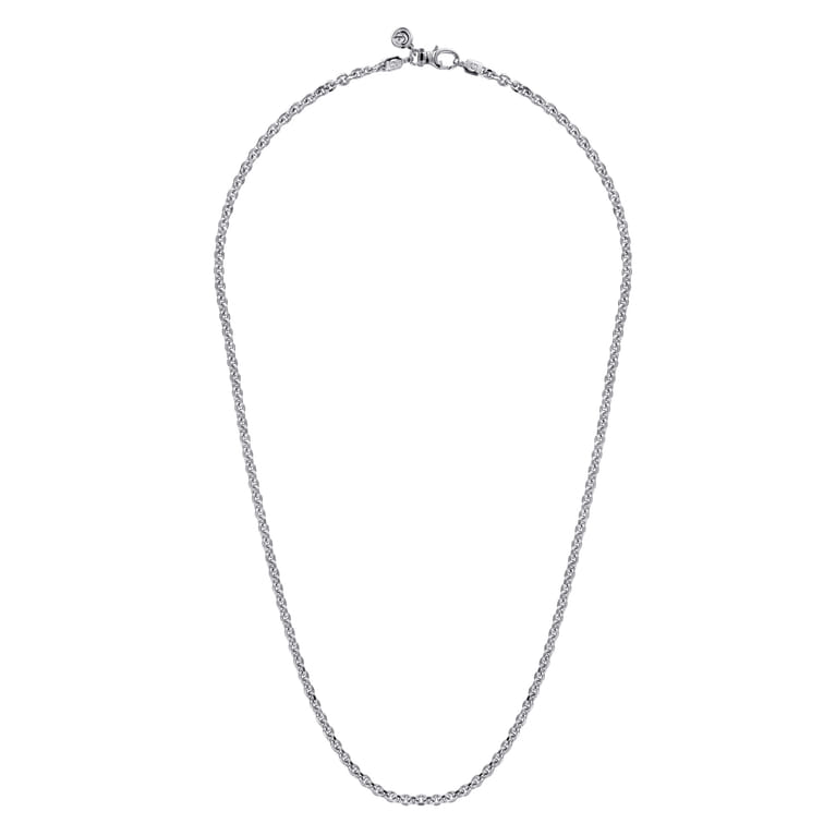 22 Inch 3.6mm 14K White Gold Men's Hollow Link Chain Necklace - Shot 2