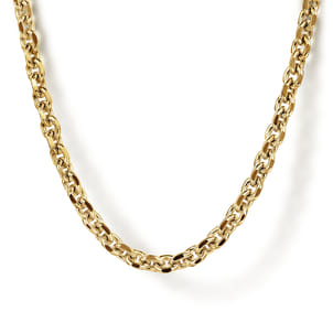 22 Inch 3.6mm 14K Yellow Gold Hollow Men's Link Chain Necklace