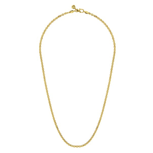22 Inch 3.6mm 14K Yellow Gold Hollow Men's Link Chain Necklace