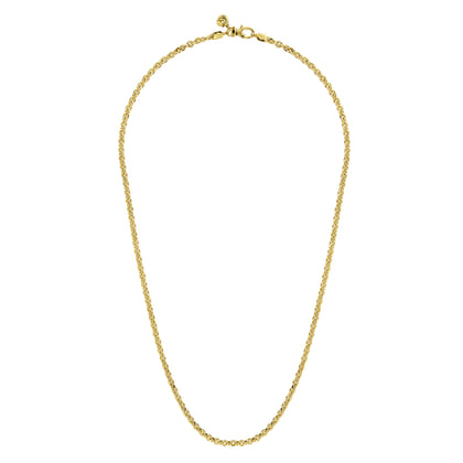 22 Inch 3.6mm 14K Yellow Gold Men's Hollow Link Chain Necklace