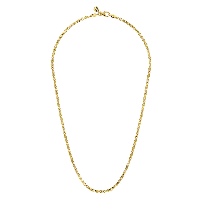 22 Inch 3.6mm 14K Yellow Gold Men's Hollow Link Chain Necklace - Shot 2
