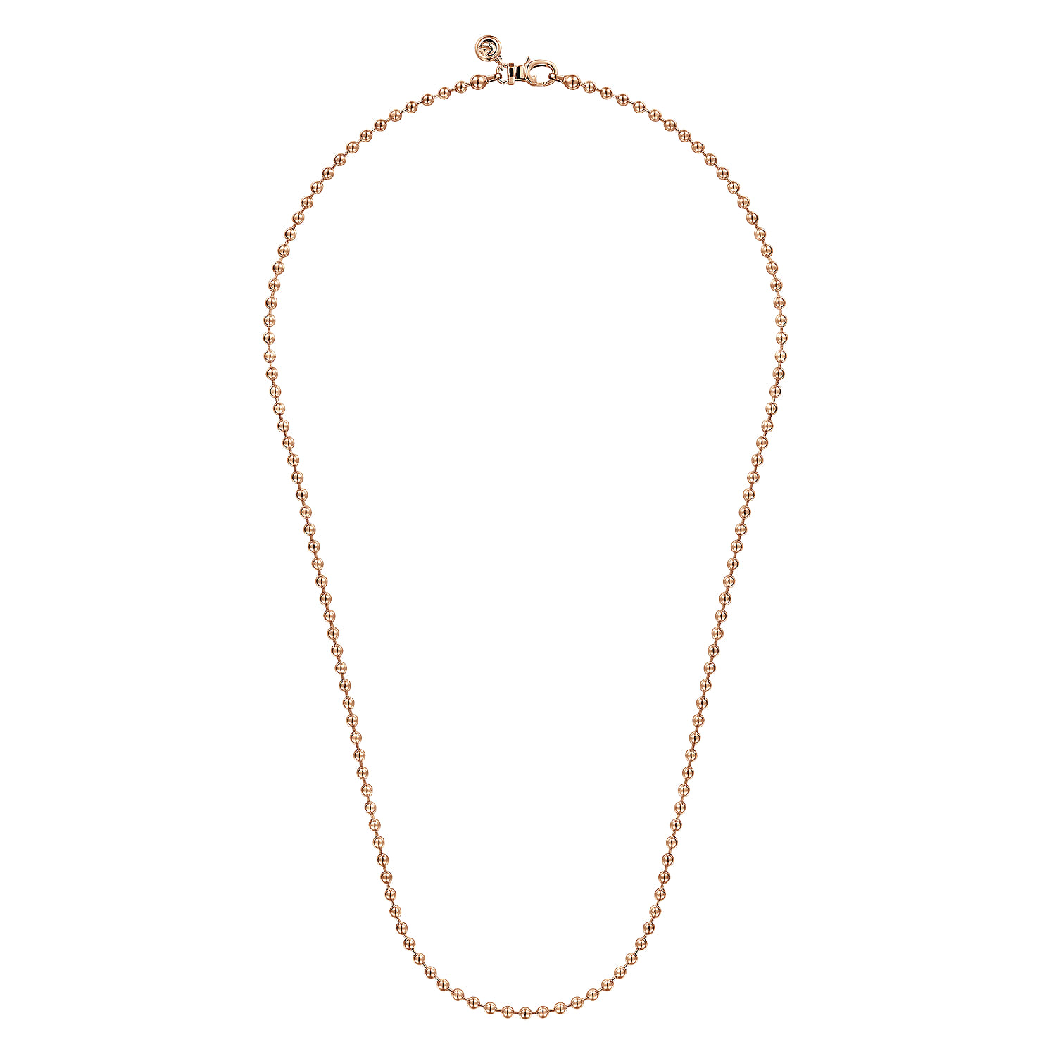 22 Inch 3mm 14K Rose Gold Men's Hollow Ball Chain Necklace - Shot 2