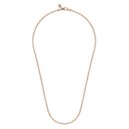 22 Inch 3mm 14K Rose Gold Men's Hollow Ball Chain Necklace