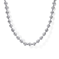 22 Inch 3mm 14K White Gold Men's Hollow Ball Chain Necklace