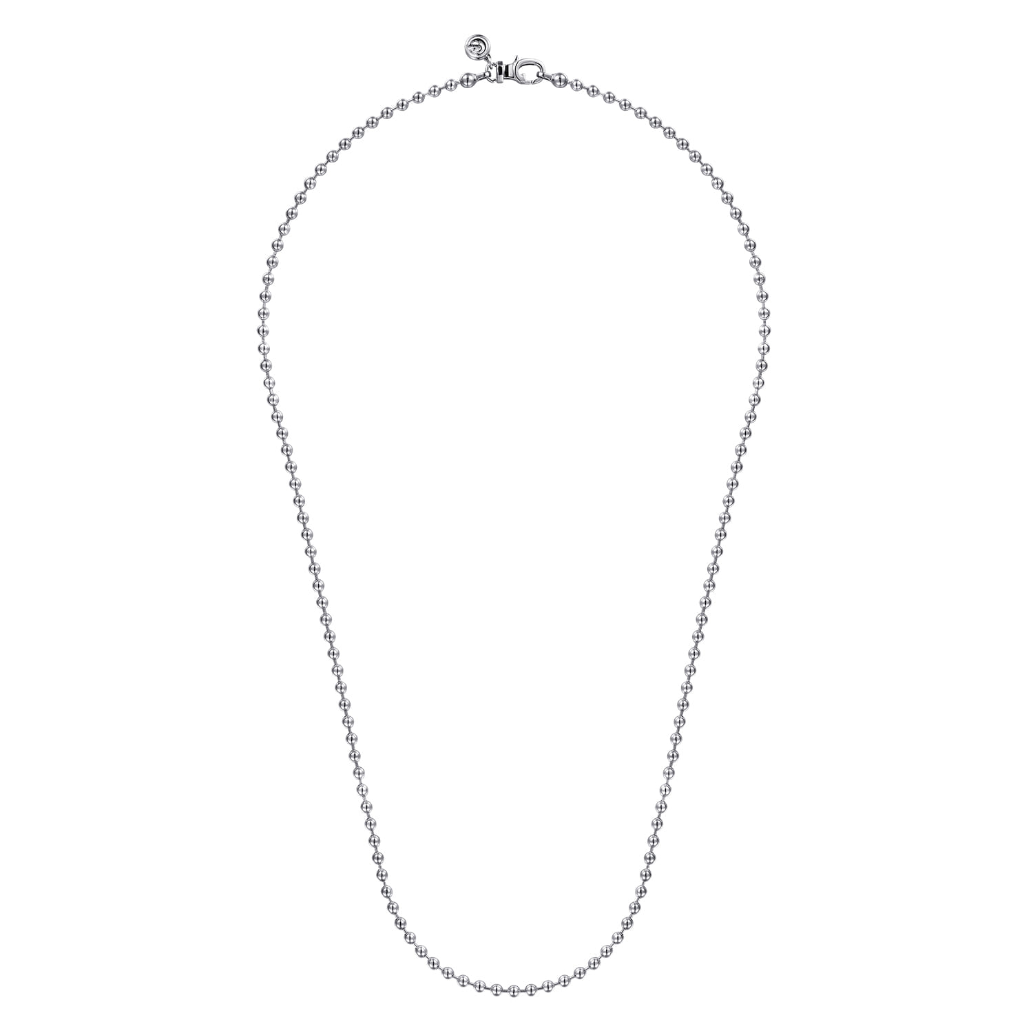 22 Inch 3mm 14K White Gold Men's Hollow Ball Chain Necklace - Shot 2