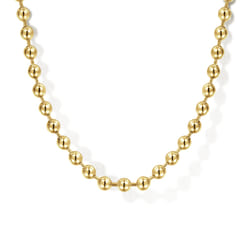 22 Inch 3mm 14K Yellow Gold Men's Hollow Ball Chain Necklace