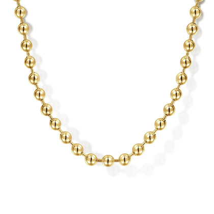 22 Inch 3mm 14K Yellow Gold Men's Hollow Ball Chain Necklace
