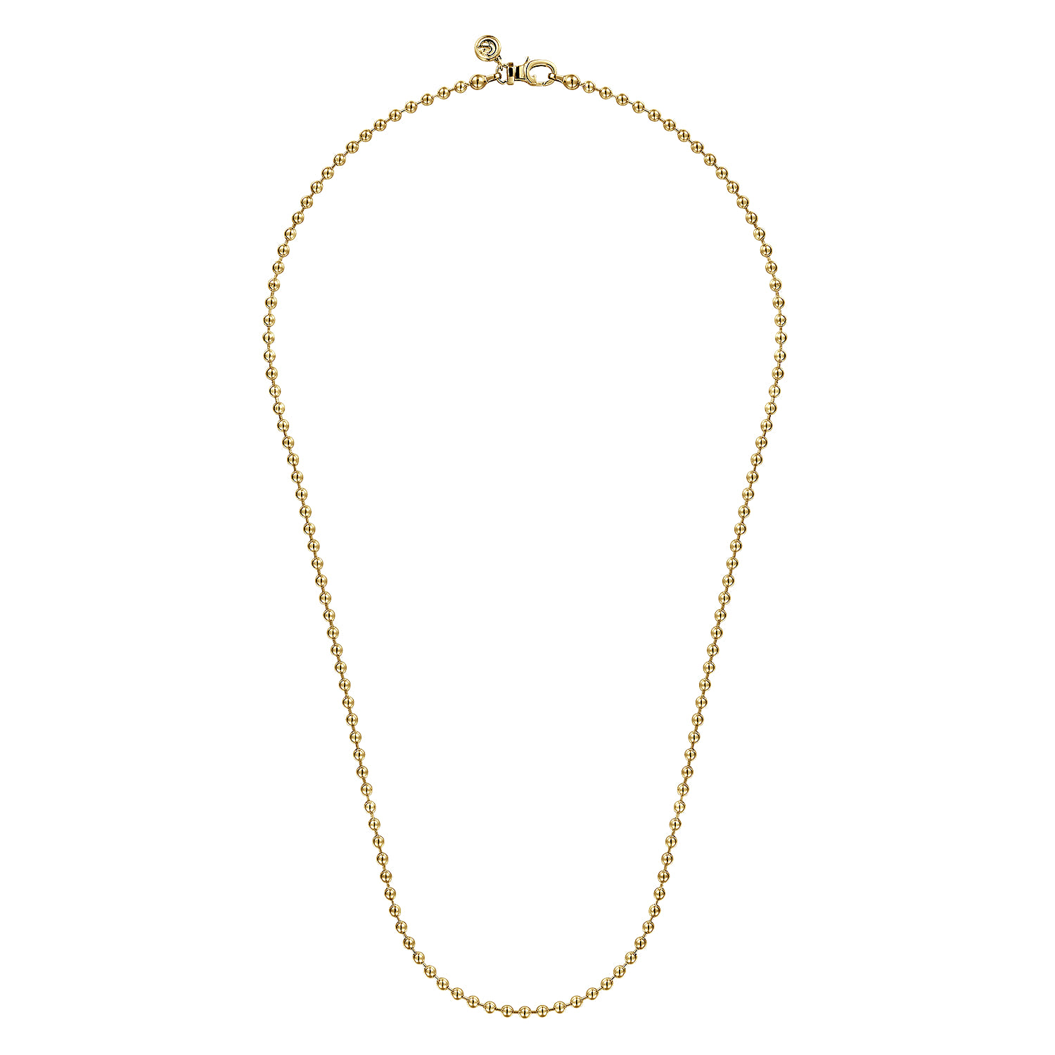 22 Inch 3mm 14K Yellow Gold Men's Hollow Ball Chain Necklace - Shot 2