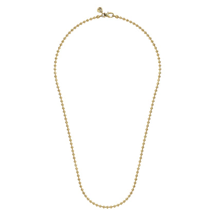 22 Inch 3mm 14K Yellow Gold Men's Hollow Ball Chain Necklace