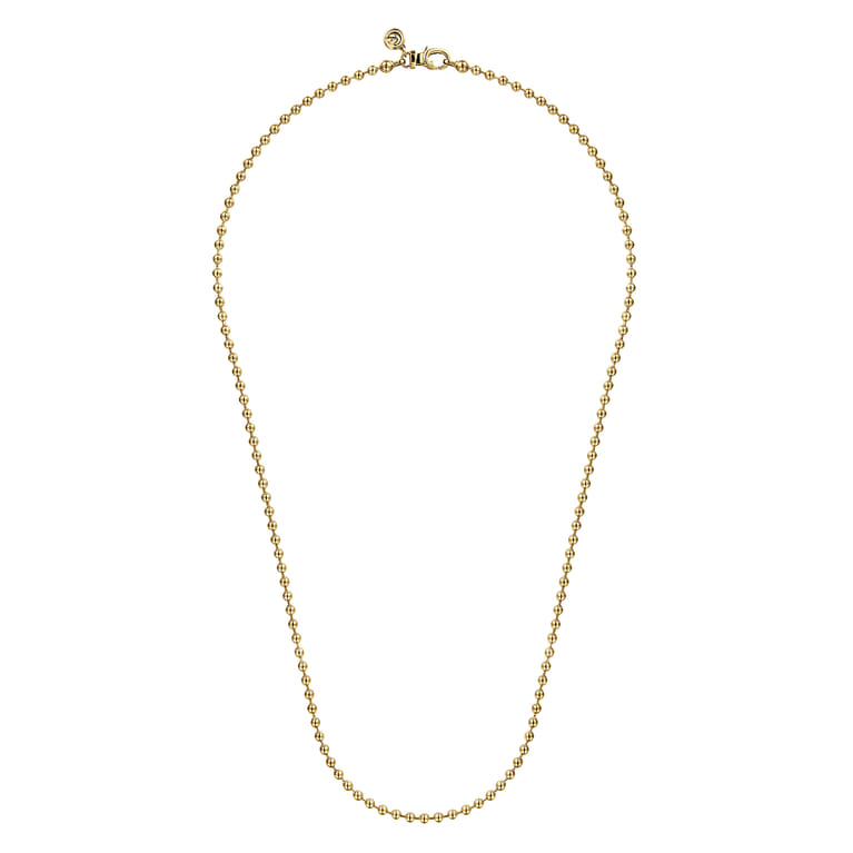 22 Inch 3mm 14K Yellow Gold Men's Hollow Ball Chain Necklace - Shot 2