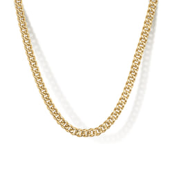 22 Inch 3mm 14K Yellow Gold Men's Hollow Cuban Link Chain Necklace