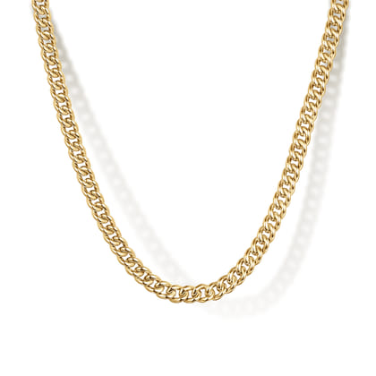 22 Inch 3mm 14K Yellow Gold Men's Hollow Cuban Link Chain Necklace