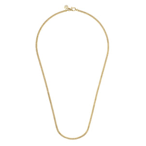 22 Inch 3mm 14K Yellow Gold Men's Hollow Cuban Link Chain Necklace