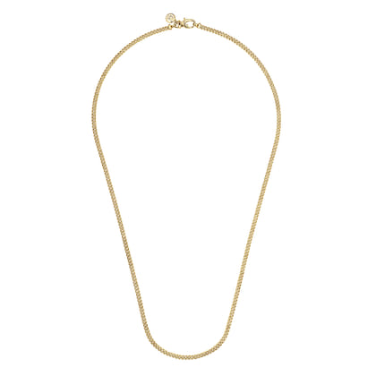 22 Inch 3mm 14K Yellow Gold Men's Hollow Cuban Link Chain Necklace
