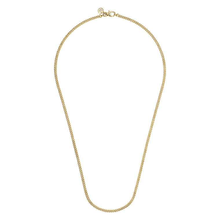 22 Inch 3mm 14K Yellow Gold Men's Hollow Cuban Link Chain Necklace - Shot 2