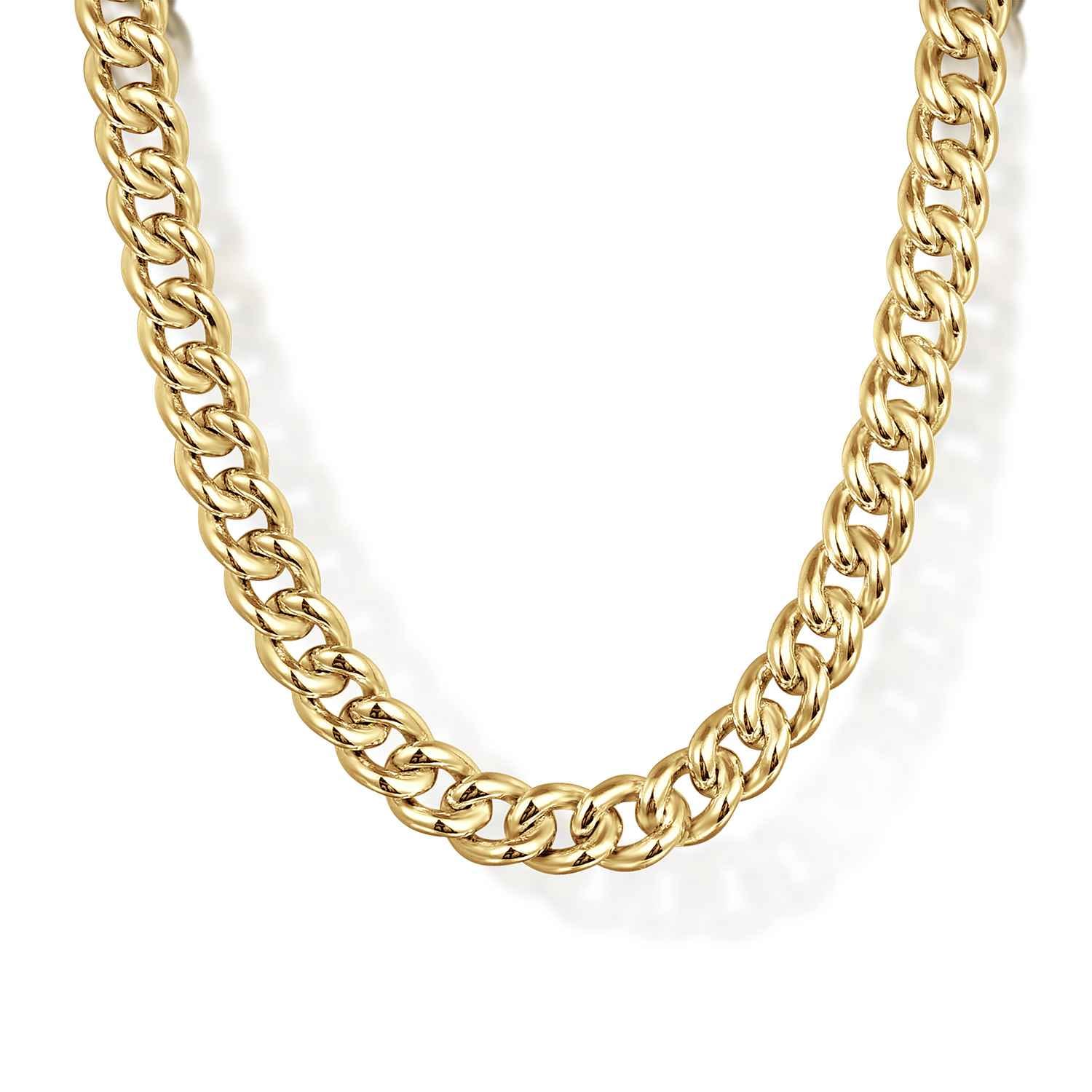 22 Inch 3mm 14K Yellow Gold Men's Solid Cuban Link Chain Necklace