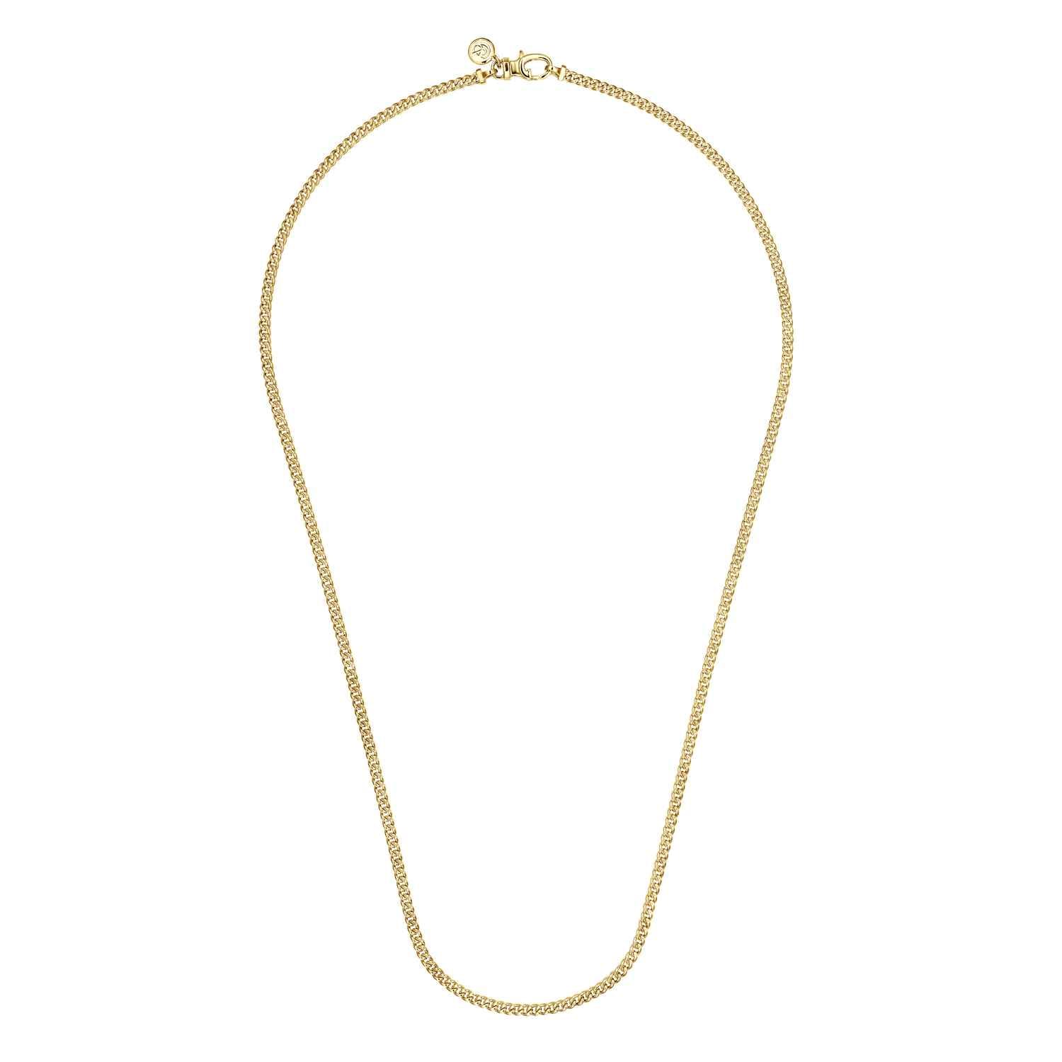 22 Inch 3mm 14K Yellow Gold Men's Solid Cuban Link Chain Necklace