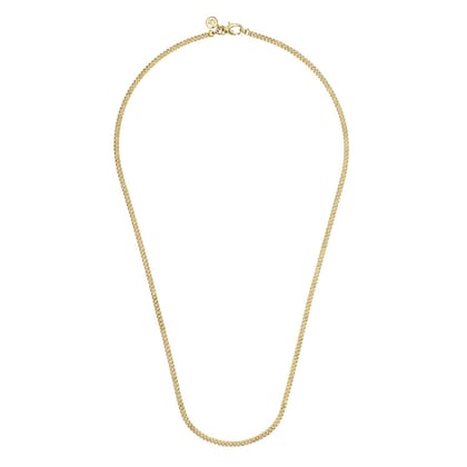 22 Inch 3mm 14K Yellow Gold Men's Solid Cuban Link Chain Necklace