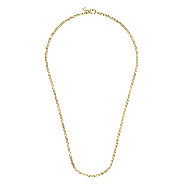 22 Inch 3mm 14K Yellow Gold Men's Solid Cuban Link Chain Necklace - Shot 2