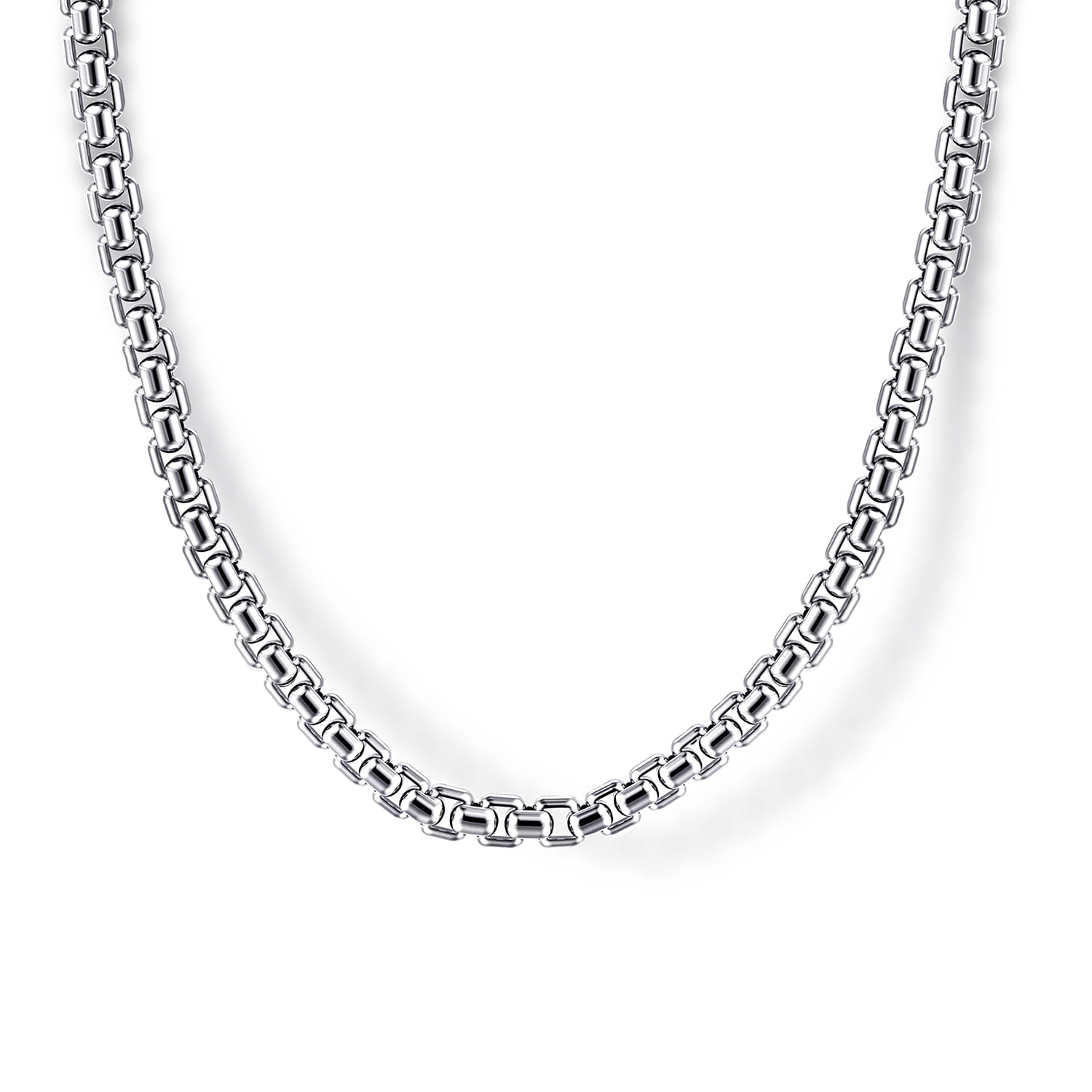 22 Inch 3mm 925 Sterling Silver Men's Solid Round Box Chain Necklace - Shot 1