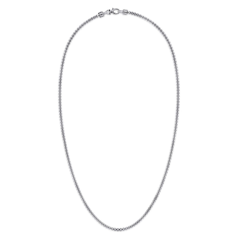 22 Inch 3mm 925 Sterling Silver Men's Solid Round Box Chain Necklace - Shot 2