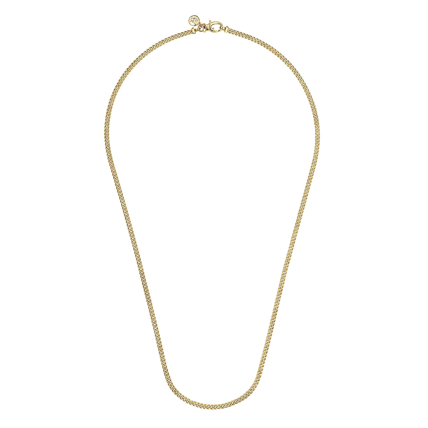 22 Inch 3mm14K Yellow Gold Hollow Men's Cuban Link Chain Necklace